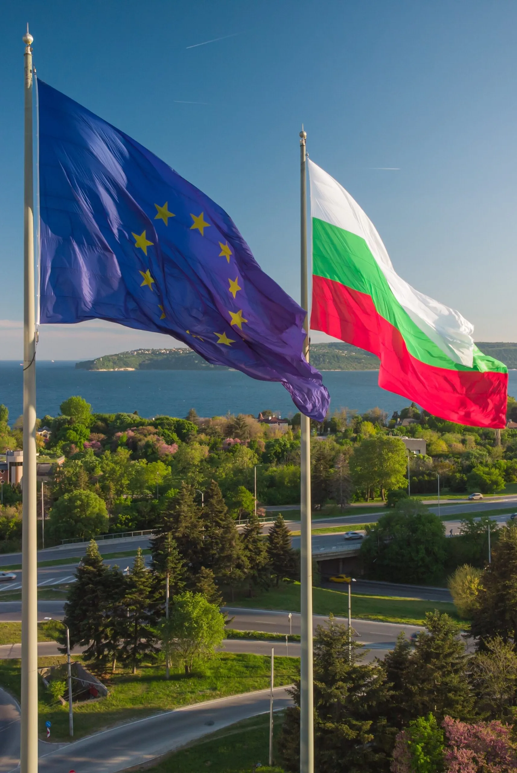 European Union and Bulgarian flags